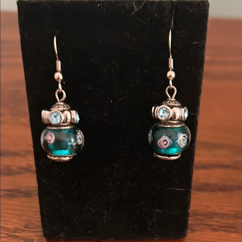 FunBlue and Silver Dangle Earrings